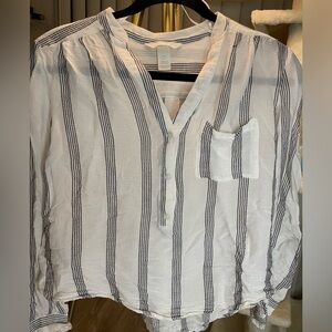 Black and white striped blouse